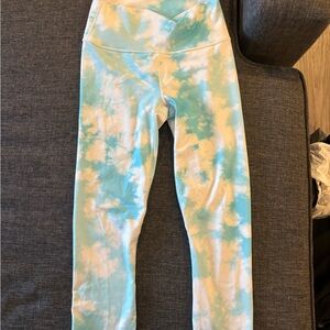 Fabletics Blue and White Tie-Dye Leggings